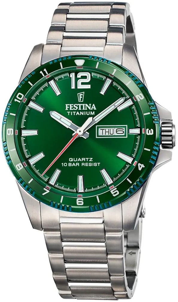 Festina Herrklocka F20698-3 Titanium Grön/Titan Ø43 mm
