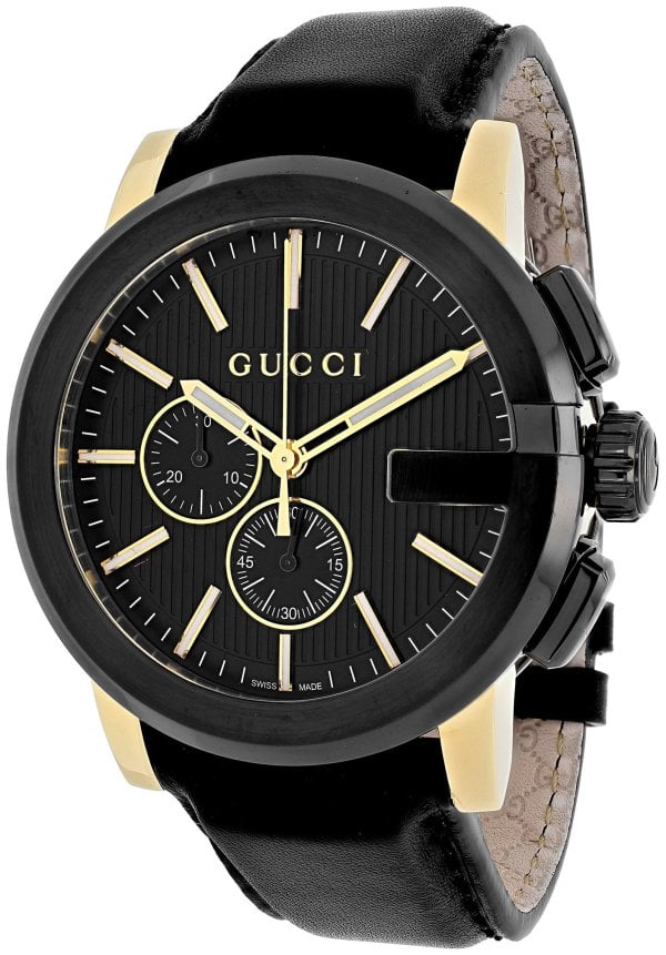 Gucci Herrklocka YA101203 G Chrono Svart/Läder Ø44 mm