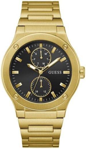 Guess Herrklocka GW0795G4 Jet Svart/Gulguldtonat stål Ø45 mm