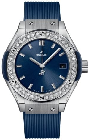 Hublot Damklocka 591.NX.7170.RX.1204 Classic Fusion Blå/Gummi Ø29 mm