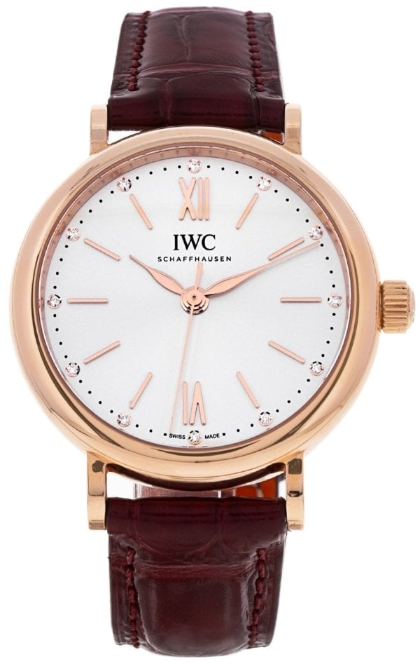 IWC Damklocka IW357401 Portofino Silverfärgad/Läder Ø34 mm