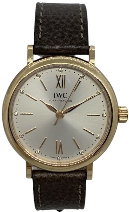 IWC Damklocka IW357414 Portofino Silverfärgad/Läder Ø34 mm