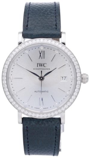 IWC Damklocka IW658601 Portofino Silverfärgad/Läder Ø37 mm