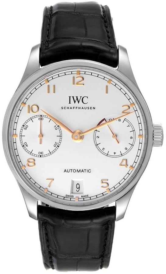 IWC Herrklocka IW500704 Portuguese Silverfärgad/Läder Ø42.3 mm