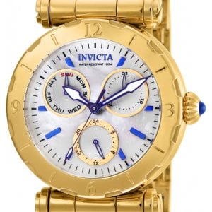 Invicta Damklocka 24428 Subaqua Vit/Gulguldtonat stål Ø37 mm