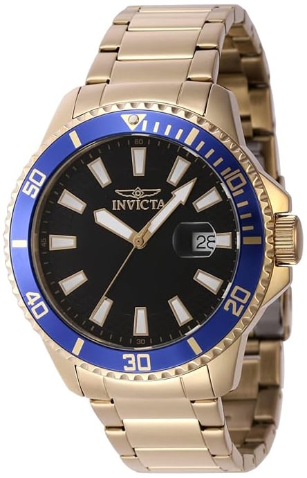 Invicta Herrklocka 46139 Pro Diver Svart/Gulguldtonat stål Ø45 mm