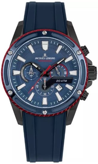 Jacques Lemans Herrklocka 1-2141B Liverpool Blå/Gummi Ø48 mm