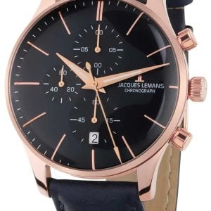 Jacques Lemans Herrklocka 1-2163F London Svart/Läder Ø40 mm