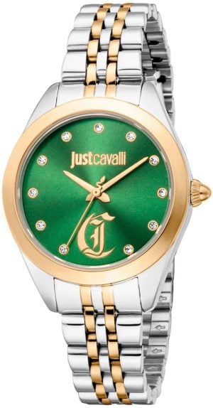 Just Cavalli Damklocka JC1L309M0085 Glam Chic Grön/Gulguldtonat