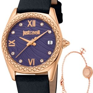 Just Cavalli Damklocka JC1L312L0035 Set Lila/Läder Ø30 mm