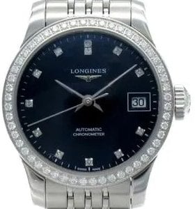 Longines Damklocka L2.320.0.57.6 Record Svart/Stål Ø26 mm