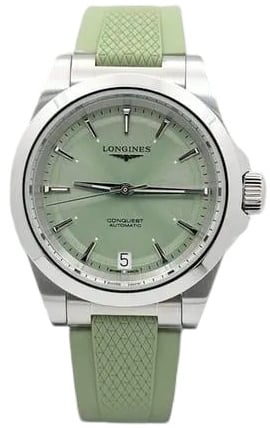 Longines Damklocka L3.430.4.02.9 Conquest Grön/Gummi Ø34 mm