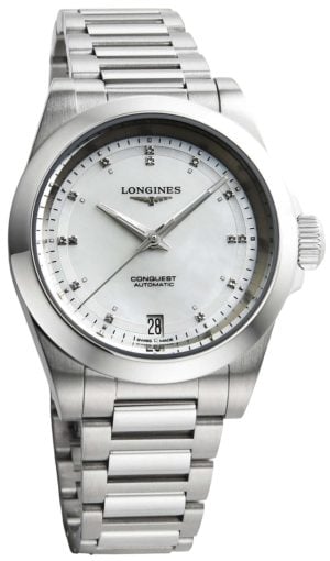 Longines Damklocka L3.430.4.87.6 Conquest Vit/Stål Ø34 mm