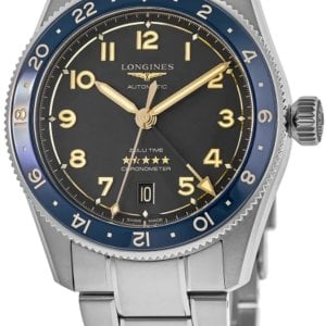 Longines Herrklocka L3.802.4.60.6 Spirit Zulu Time Svart/Stål Ø39 mm