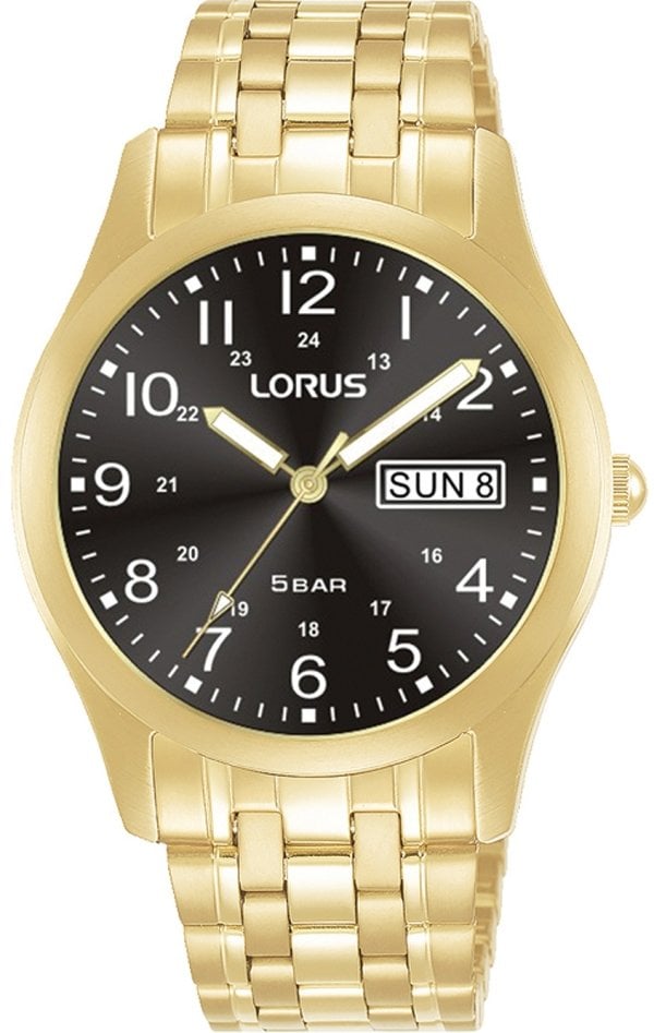 Lorus Herrklocka RXN76DX9 Classic Svart/Gulguldtonat stål Ø37 mm