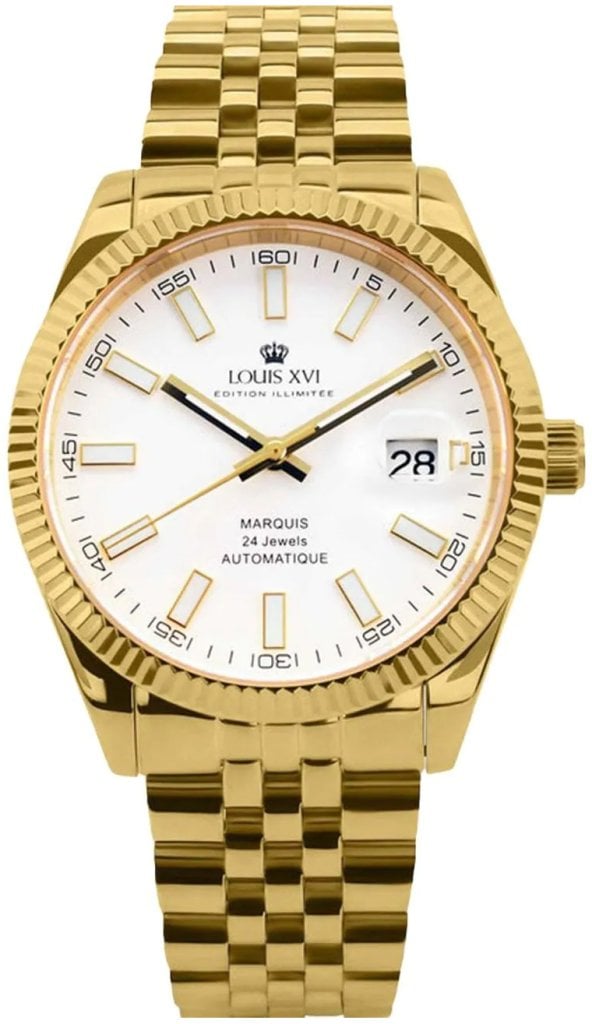 Louis XVI Herrklocka LXVI3001 Marquis Vit/Gulguldtonat stål Ø42 mm