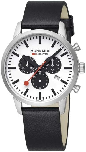 Mondaine Herrklocka MSD.41410.LBV Neo Vit/Läder Ø41 mm