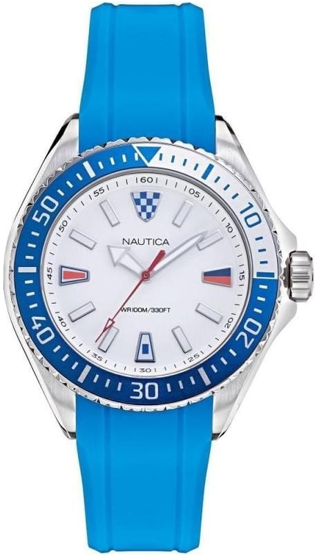 Nautica Herrklocka NAPCPS009 Vit/Gummi Ø46 mm