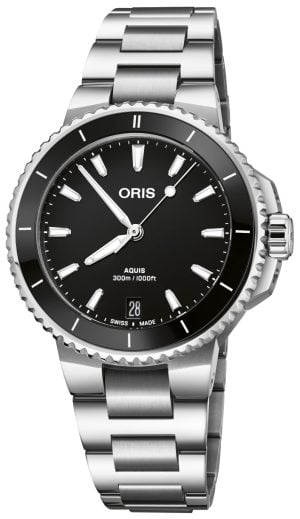 Oris Damklocka 01 733 7792 4154-07 8 19 05P Aquis Svart/Stål Ø36.5