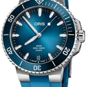 Oris Herrklocka 01 400 7790 4135-07 4 23 45EB Aquis Blå/Gummi Ø43.5