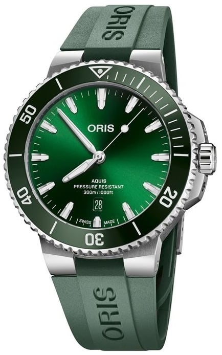 Oris Herrklocka 01 733 7789 4157-07 4 23 37FC Aquis Grön/Gummi