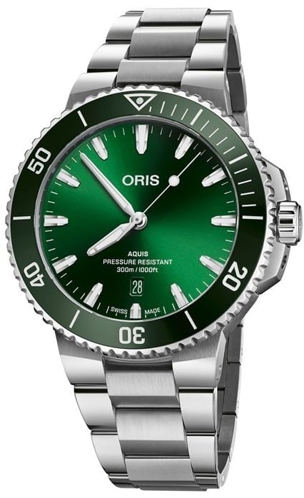 Oris Herrklocka 01 733 7789 4157-07 8 23 04PEB Aquis Grön/Stål