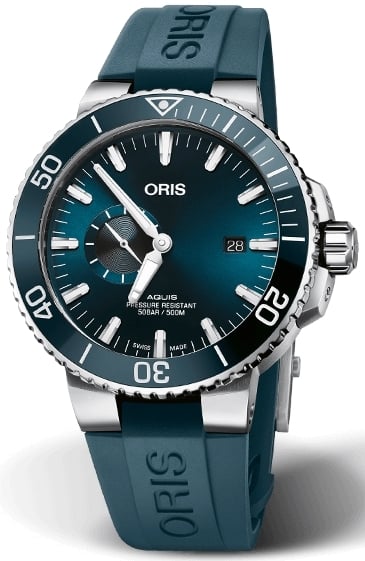 Oris Herrklocka 01 743 7733 4155-07 4 24 69EB Aquis Blå/Gummi Ø45.5