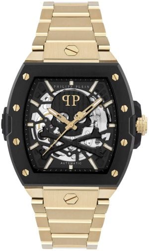Philipp Plein Herrklocka PWJFA0625 The Skeleton Svart/Gulguldtonat
