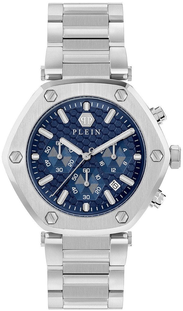 Philipp Plein PWZBA0323 The Hexagon Blå/Stål Ø42 mm