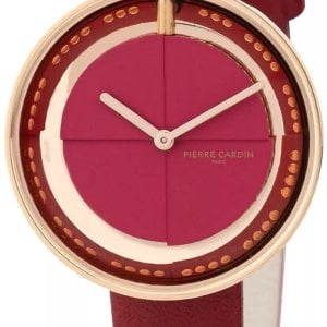 Pierre Cardin Damklocka CMA.0007 Marais Mirror Röd/Läder Ø32 mm