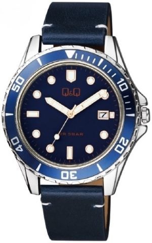 Q&Q Herrklocka A172J322Y Classic Blå/Läder Ø43 mm
