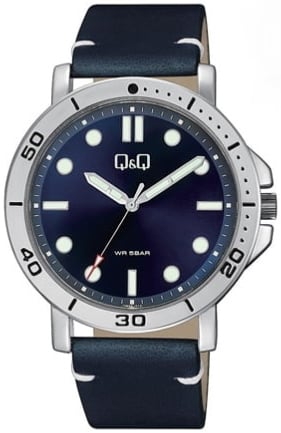 Q&Q Herrklocka QB86J312Y Classic Blå/Läder Ø42 mm