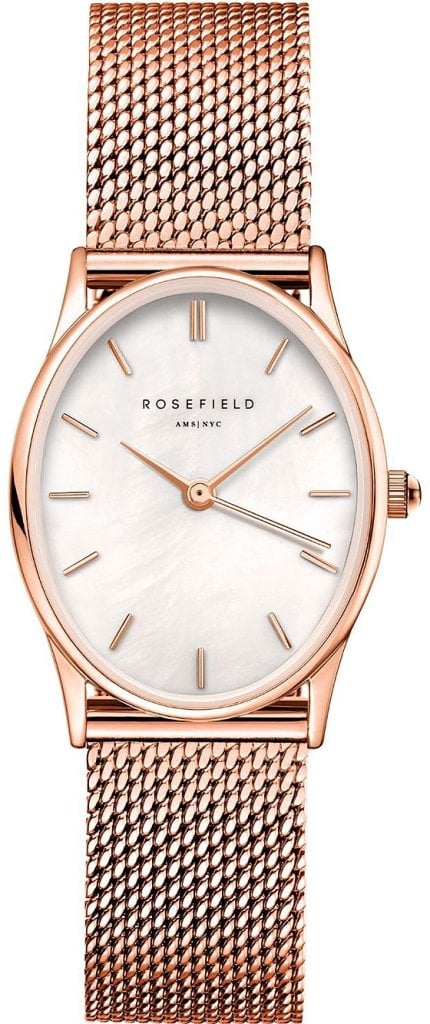Rosefield Damklocka OWRMR-OV12 The Oval Vit/Roséguldstonat stål