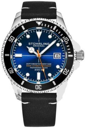 Stührling Original Herrklocka 883HL.06 Depthmaster Blå/Läder Ø42