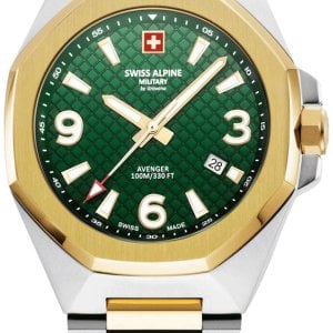 Swiss Alpine Military Herrklocka 7005.1144 Typhoon Grön/Gulguldtonat
