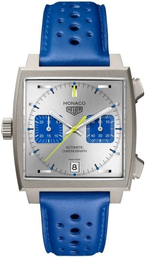 TAG Heuer Herrklocka CAW218C.FC6548 Monaco Racing Blue Grå/Läder