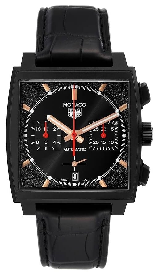 TAG Heuer Herrklocka CBL2180.FC6497 Monaco Dark Lord Svart/Läder