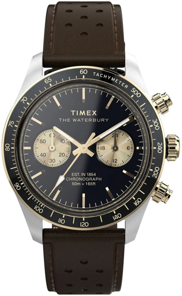 Timex Herrklocka TW2Y24100 The Waterbury Svart/Läder Ø39 mm