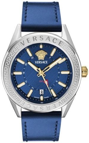 Versace Herrklocka VEAFA0124 V Circle Blå/Läder Ø42 mm