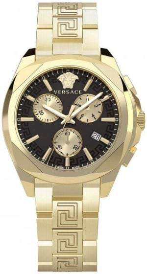 Versace VE3CA0723 Chrono Svart/Gulguldtonat stål Ø40 mm