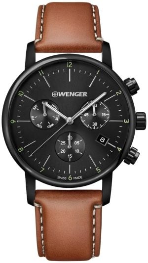 Wenger Herrklocka 01.1743.115 Svart/Läder Ø44 mm