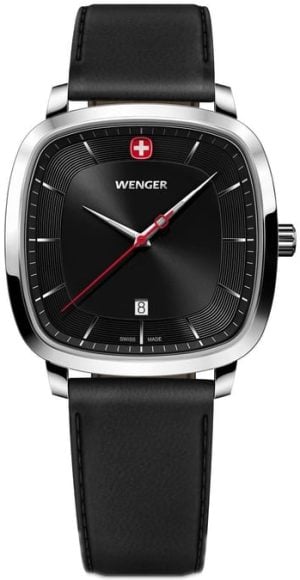 Wenger Herrklocka 01.1921.105 Vintage Svart/Läder