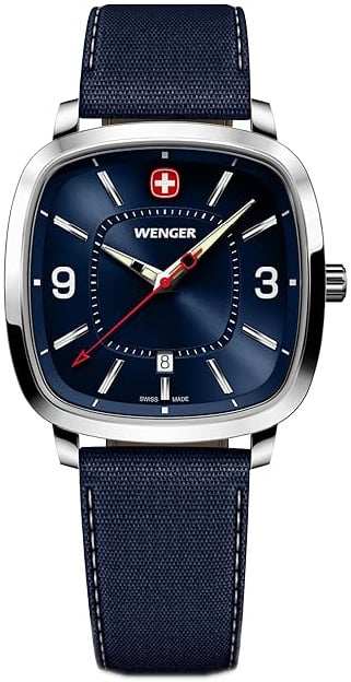 Wenger Herrklocka 01.1921.109 Vintage Blå/Läder