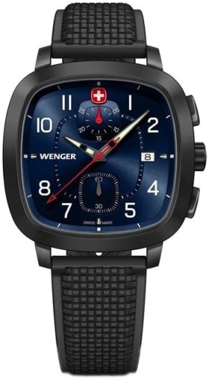 Wenger Herrklocka 01.1933.113 Vintage Blå/Gummi