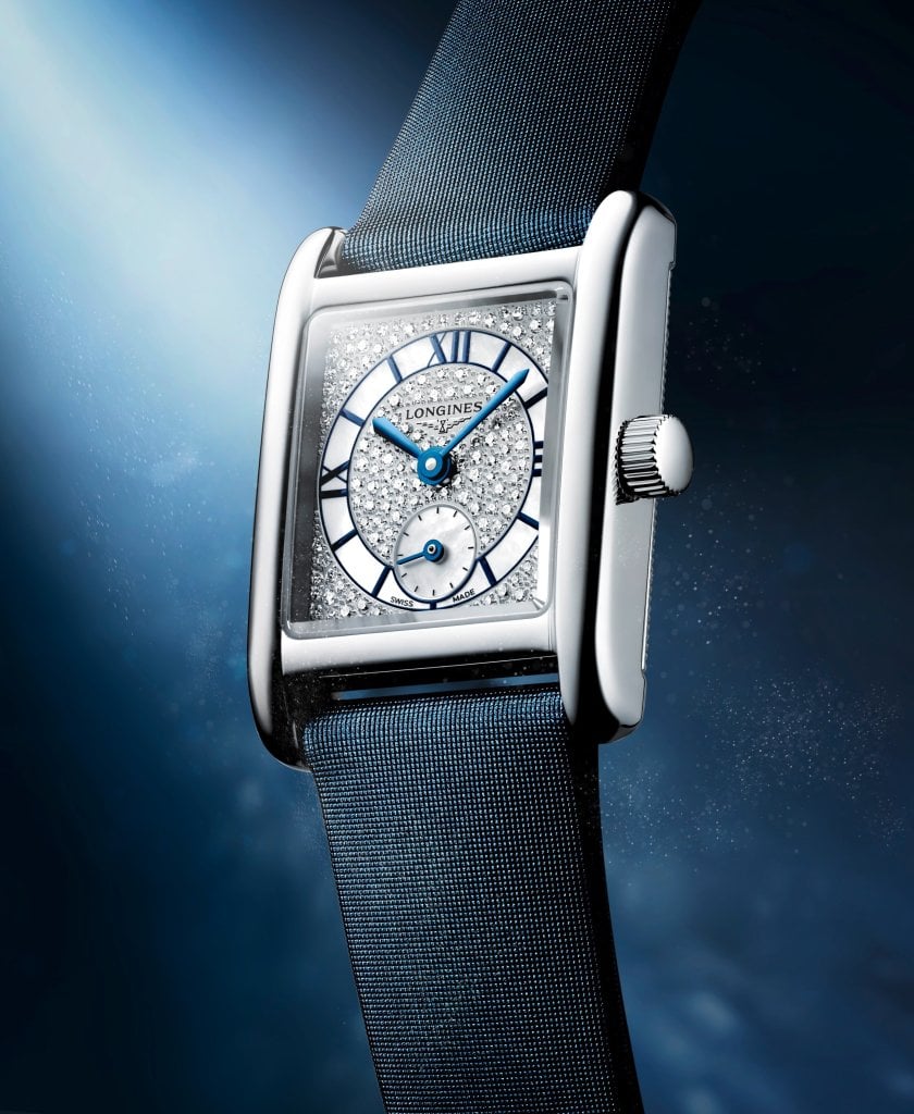 longines-mini-dolcevita-2026-snow-setting-steel-bracelet-leather