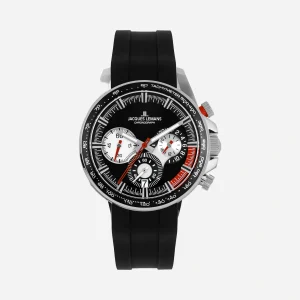 Jacques Lemans Liverpool herr svart/stål, silikonband - 1-2127A