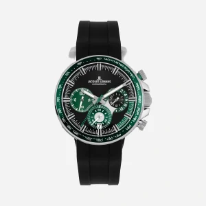 Jacques Lemans Liverpool herr svart/stål, silikonband - 1-2127C