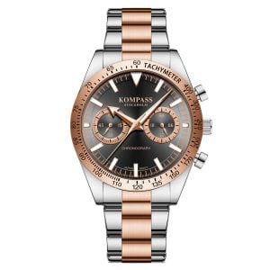 Kompass Airborne Chronograph Silver Rose Gold Black