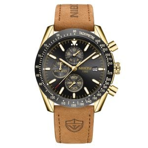 Nibosi Trackmaster Gold Black Leather