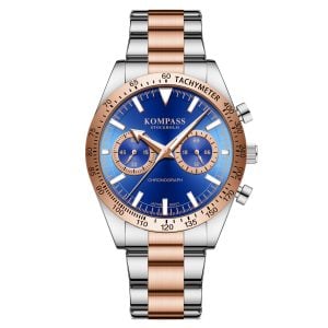 Kompass Airborne Chronograph Silver Rose Gold Blue